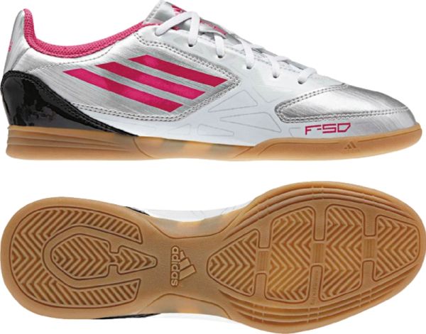 adidas Women's F5 IN Silver-Pink Indoor Soccer Shoes